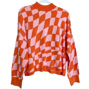 NWT Bar Ill Women's Long Sleeve Cropped Sweater in Max Check Size 2X.